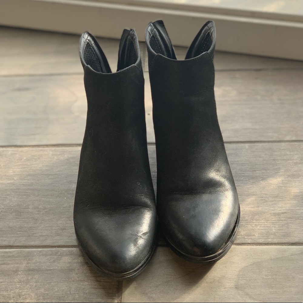 Black leather booties